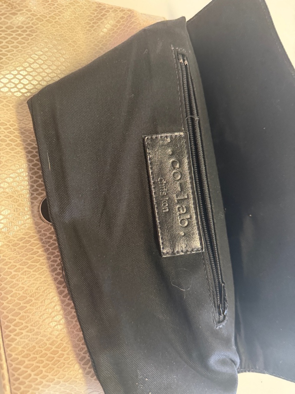Taupe Snake-Embossed Buckle Clutch - Picture 2 of 4